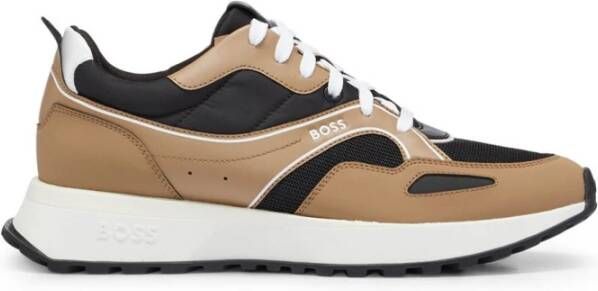 Hugo Boss Beige Sneakers met Retro Design en Bicolor Zool Beige Heren