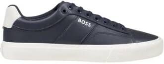 Hugo Boss Lage Leren Sneakers Blue Heren