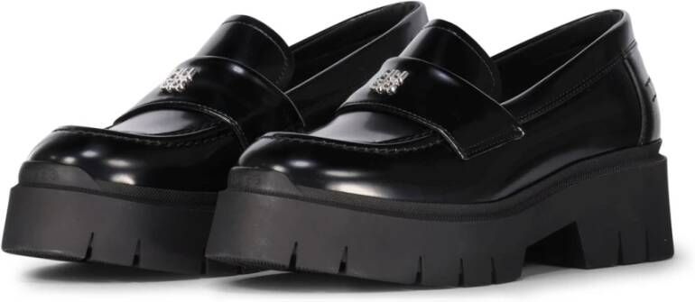 Hugo Boss Logo Detail Loafers met Chunky Zool Black Dames