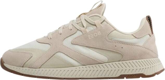 Hugo Boss Ivoor Geraffineerde Sneakers met Boss Logo Beige Heren