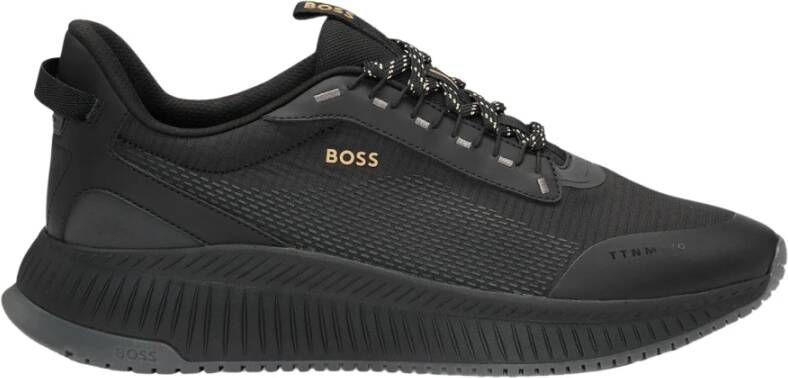 Hugo Boss Sportieve Sneakers met Mesh en Logo Black Heren