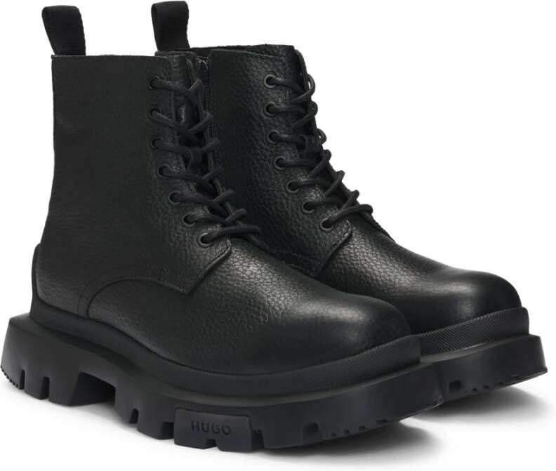 Hugo Boss Stijlvolle leren veterschoenen Black Heren