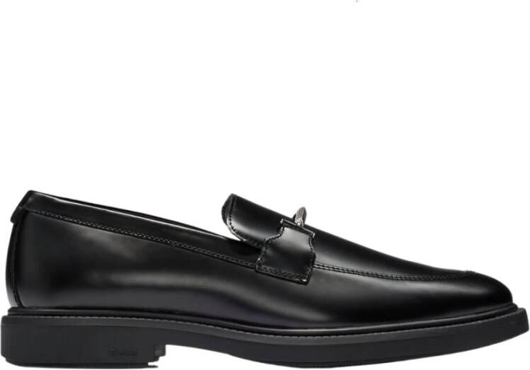 Hugo Boss Verfijnde leren loafers met rubberen zool Black Heren