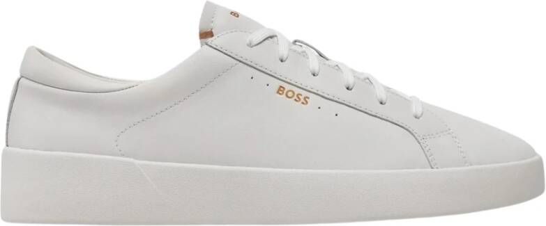 Hugo Boss Witte leren sneakers met logo White Heren