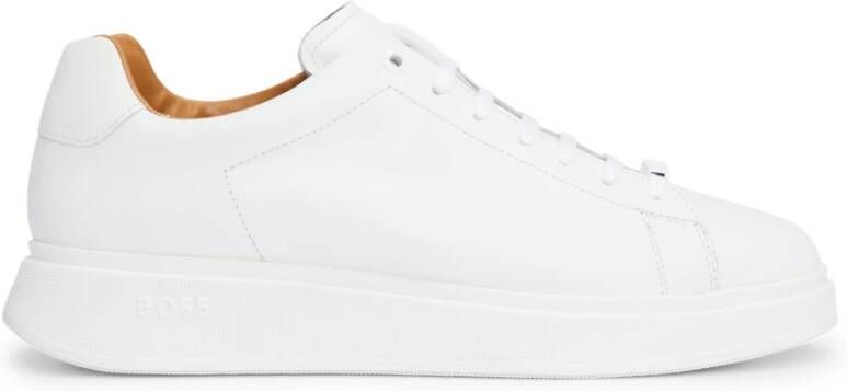 Hugo Boss Witte Leren Sneakers Rubberen Zool White Heren