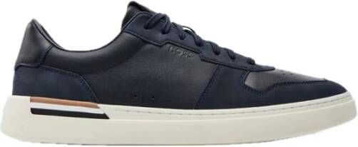 Hugo Boss Witte Leren Sneakers Trendy Design Blue Heren