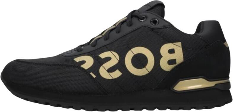 Hugo Boss Zwarte Geweven Textiel Sneaker Parkour Runn Black Heren