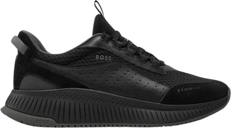 Hugo Boss Zwarte hybride sneakers met EVA-rubbers zool Black Heren