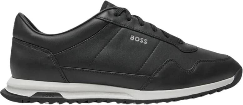 Hugo Boss Zwarte Sneakers Glad Materiaal Rubberen Zool Black Heren