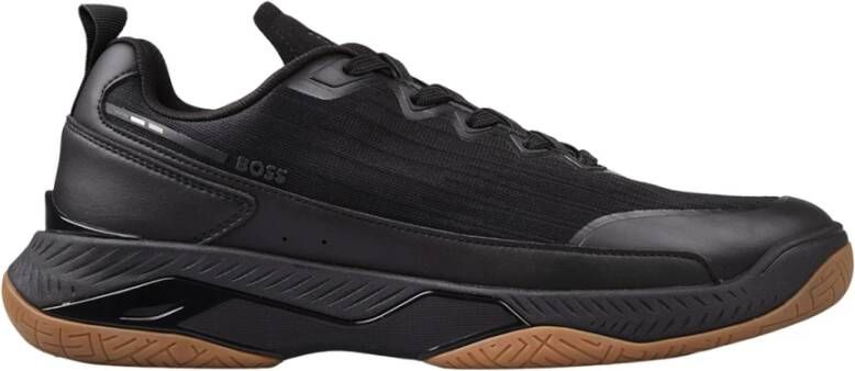 Hugo Boss Zwarte Sneakers Polyester Samenstelling Black Heren