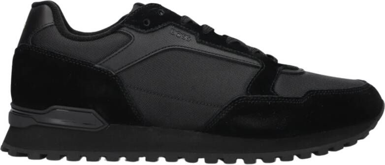 Hugo Boss Zwarte Suède Lage Sneakers Black Heren