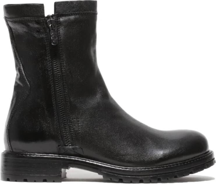 Hundred100 Stijlvolle zwarte leren enkellaarzen Black Dames