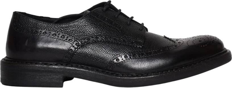 Hundred100 Zwarte leren veterschoenen Black Dames