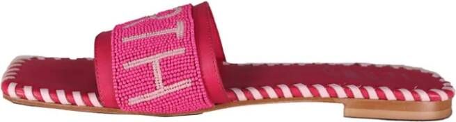 Ibana Roze Leren Slippers Saint Barth Purple Dames