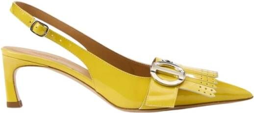 Iceberg Gele gepatineerde leren pumps met kittenhak logo en franje Yellow Dames