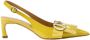 Iceberg Gele gepatineerde leren pumps met kittenhak logo en franje Yellow Dames - Thumbnail 1