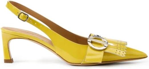 Iceberg Gele gepatineerde leren pumps met kittenhak logo en franje Yellow Dames