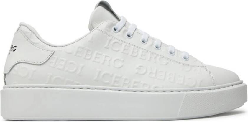 Iceberg Witte Leren Sneakers Regular Fit White Heren