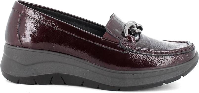 IGI&Co Bordeaux Leren Mocassins met Sleehak Red Dames