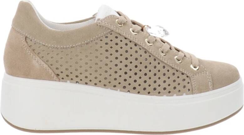 IGI&Co Leren Casual Sneakers Beige Dames