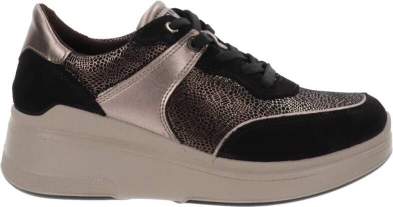 IGI&Co Leren Dames Sneakers met Vetersluiting Black Dames