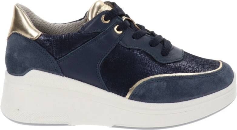 IGI&Co Leren en stoffen damessneakers Blue Dames