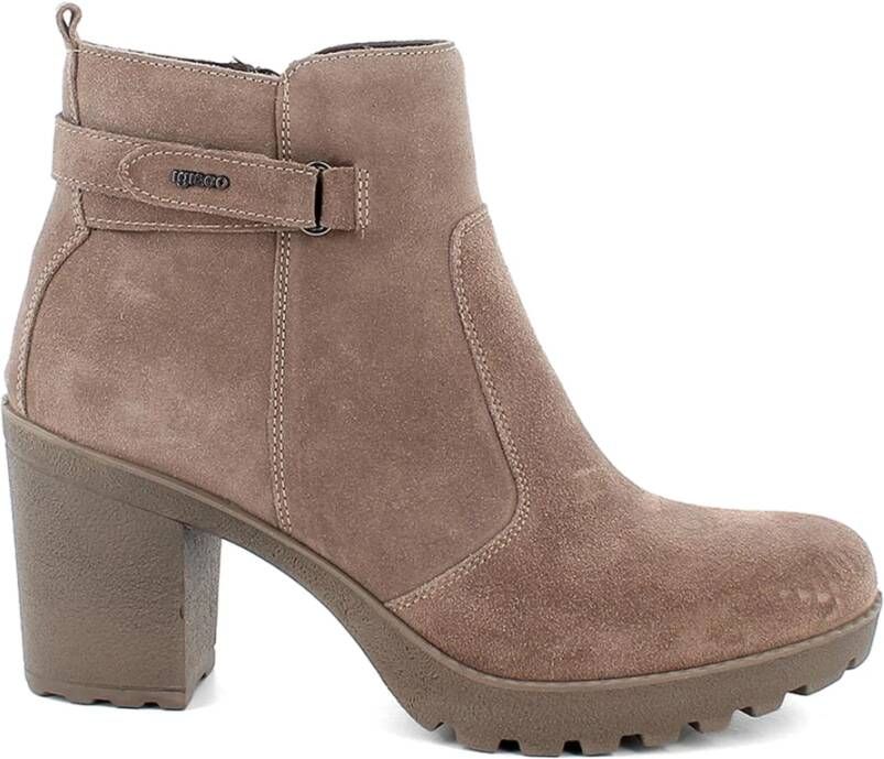 IGI&Co Leren Enkellaarsjes met Ritssluiting voor Dames Beige Dames