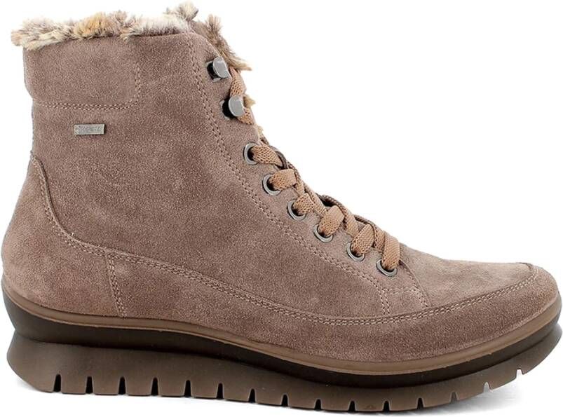 IGI&Co Leren Enkellaarzen met Gore-Tex Technologie Beige Dames