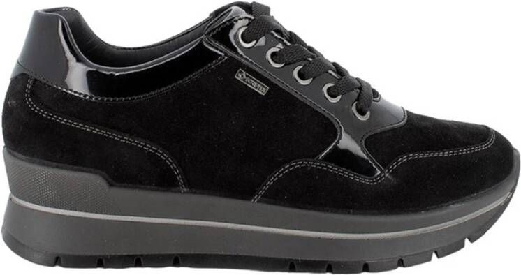 IGI&Co Zwarte Goretex Textiel Sneakers met 5cm Rubberen Zool Black Dames