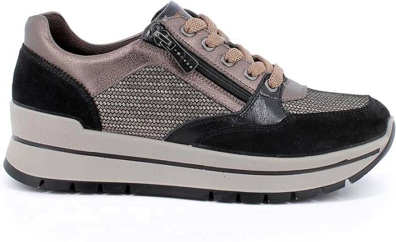 IGI&Co Winter Sleehak Sneakers met Rits Black Dames