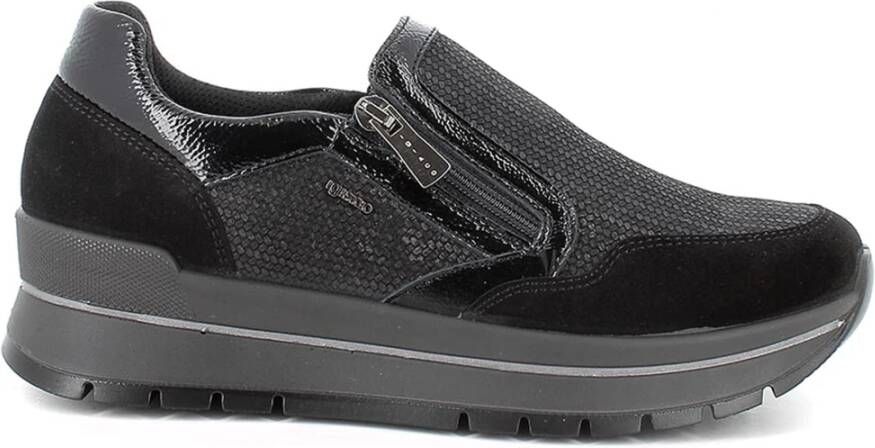 IGI&Co Zwarte Slip-On Rits Sneakers Black Dames