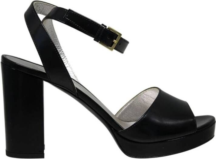 Ines De La Fressange Paris Laura platform sandaal in glad zwart leer Black Dames