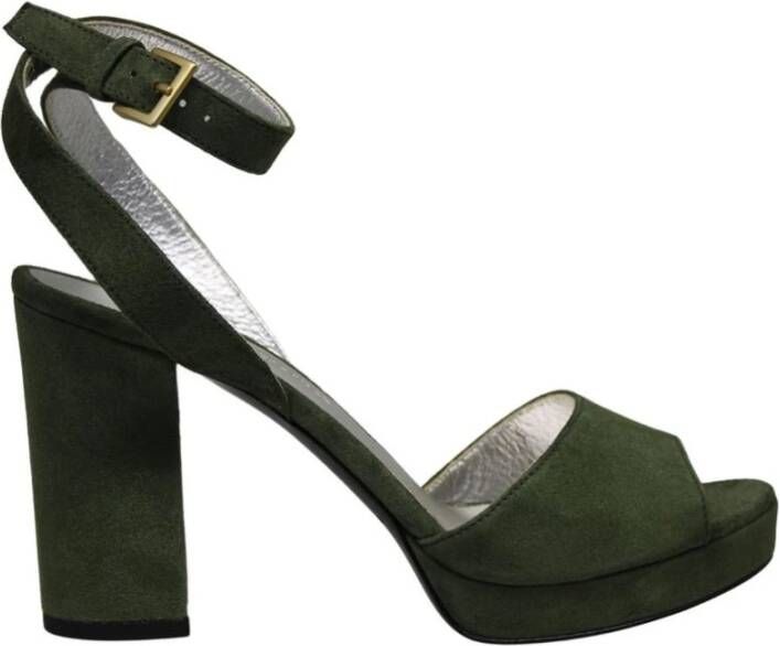 Ines De La Fressange Paris Laura platform sandaal in khaki suède Green Dames