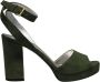 Ines De La Fressange Paris Laura platform sandaal in khaki suède Green Dames - Thumbnail 1