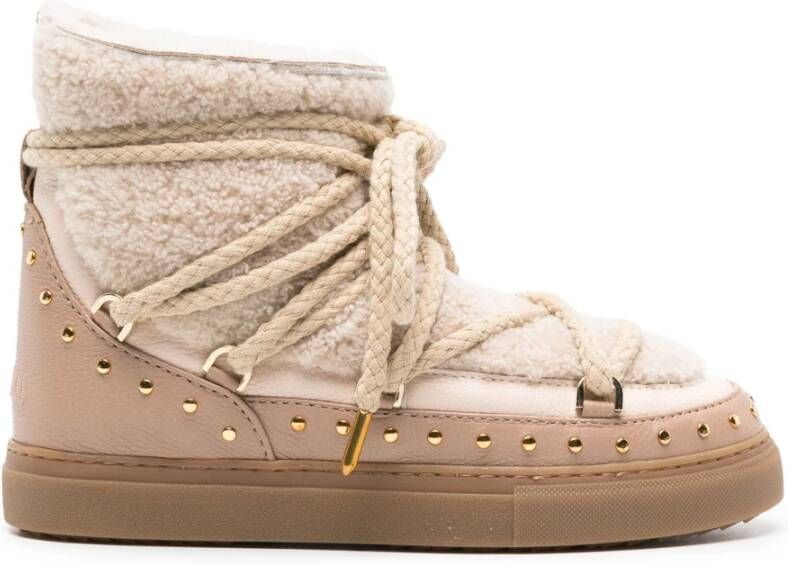 Inuikii Krullende Rock Shearling Veterschoenen Beige Dames