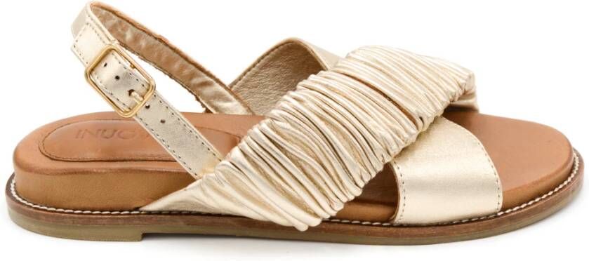 Inuovo Comfortabele Leren Sandalen Beige Dames