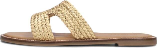 Inuovo Gouden Gevlochten Slippers Yellow Dames