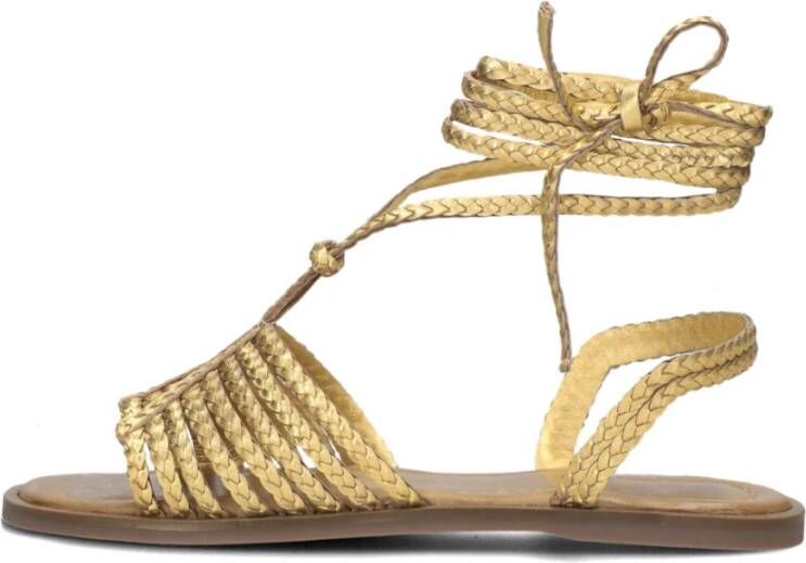 Inuovo Gouden Strappy Leren Sandalen Yellow Dames