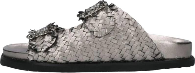 Inuovo Zilveren Sandalen met Gouden Gespen Gray Dames