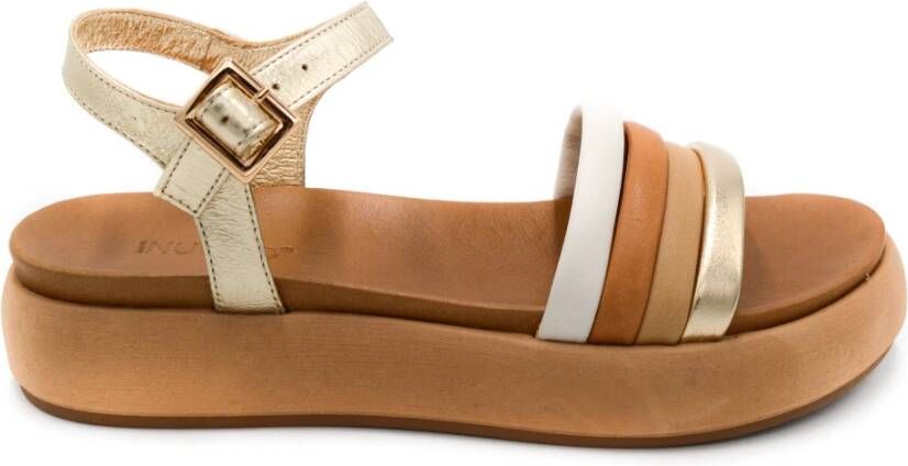 Inuovo Zomer Stap Platte Sandalen Beige Dames