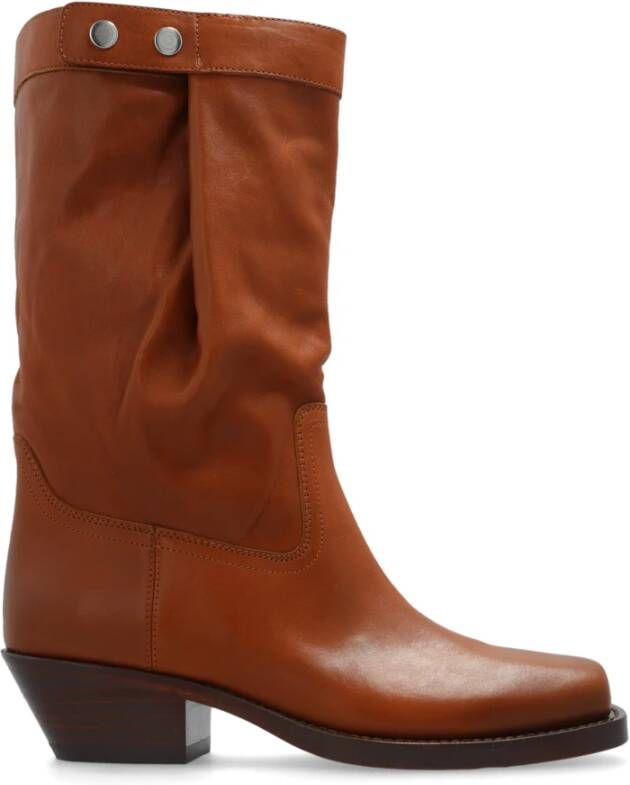 Isabel marant Leren Biker Boots met knoopdetail Brown Dames