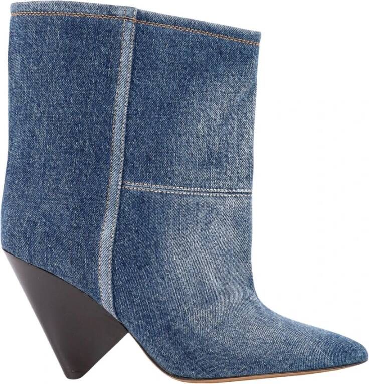 Isabel marant Blauwe Denim Enkellaarsjes Kegelhak Blue Dames