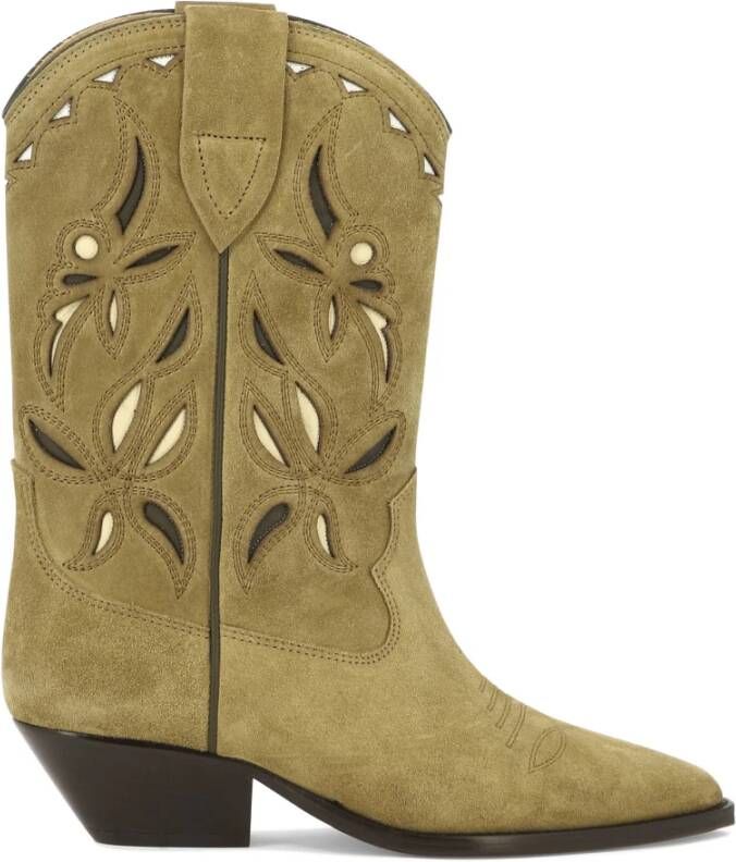 Isabel marant Geperforeerde enkellaarzen in taupe khaki Beige Dames