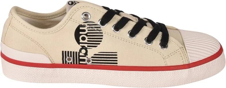 Isabel marant Canvas Sneakers met Contrast Logo Print Beige Dames