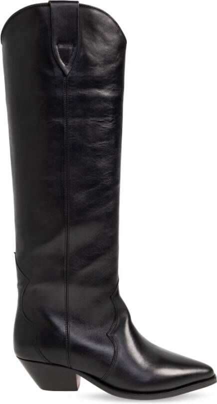 Isabel marant Denvee-Gz Leren Laarzen Puntige Neus 5 cm Hak Black Dames