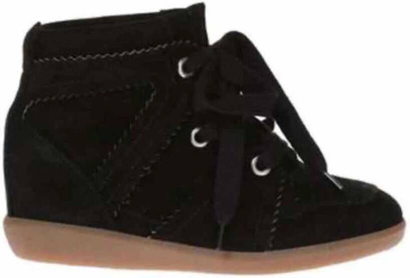 Isabel Marant Étoile Geperforeerde Suède Sleehak Sneaker Black Dames