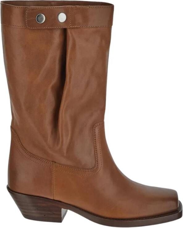 Isabel marant Kalfsleren Biker Boots Brown Dames