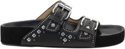 Isabel marant Zilveren Detail Slide Sandaal Black Dames