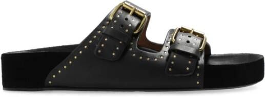 Isabel marant Lennyo leren slides Black Dames