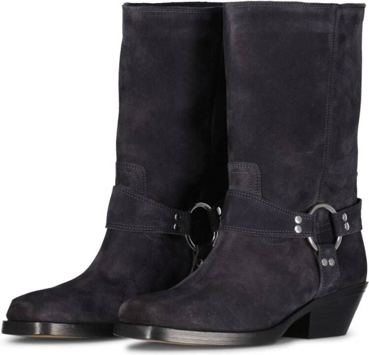 Isabel marant Leren Biker Boots met Zilveren Details Gray Dames